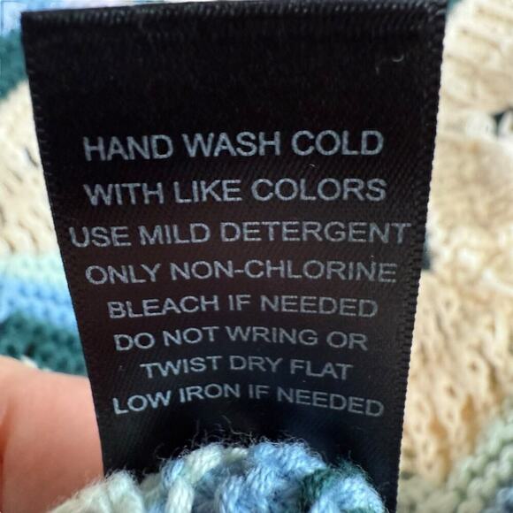 Altar'd State Womens Fashion Wave Stripe Print Crochet Top Blue M Bohemian Boho - Picture 7 of 10